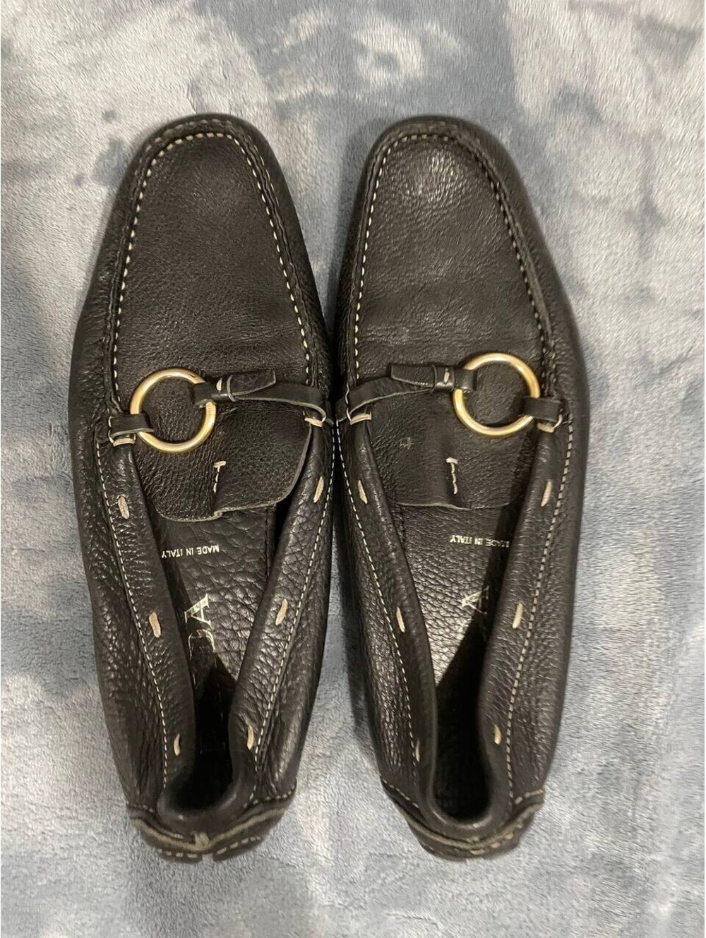 Prada Moccasin Flats for Women Black Leather Pre Owned Size 38 1/2 US Size 8